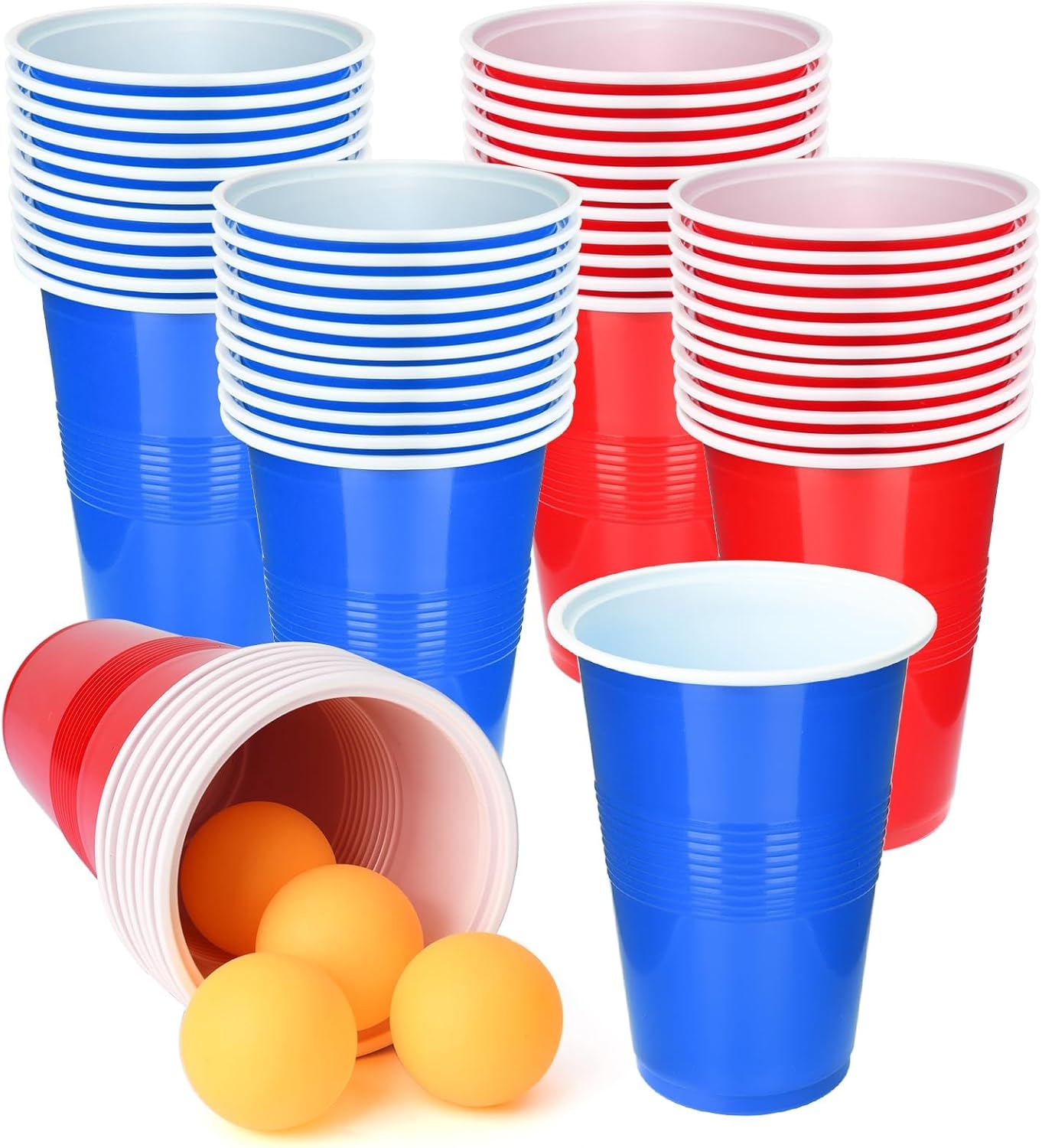 Party Games Jenga - 60팩 16온스 플라스틱 파티컵과 6개 핑퐁볼이