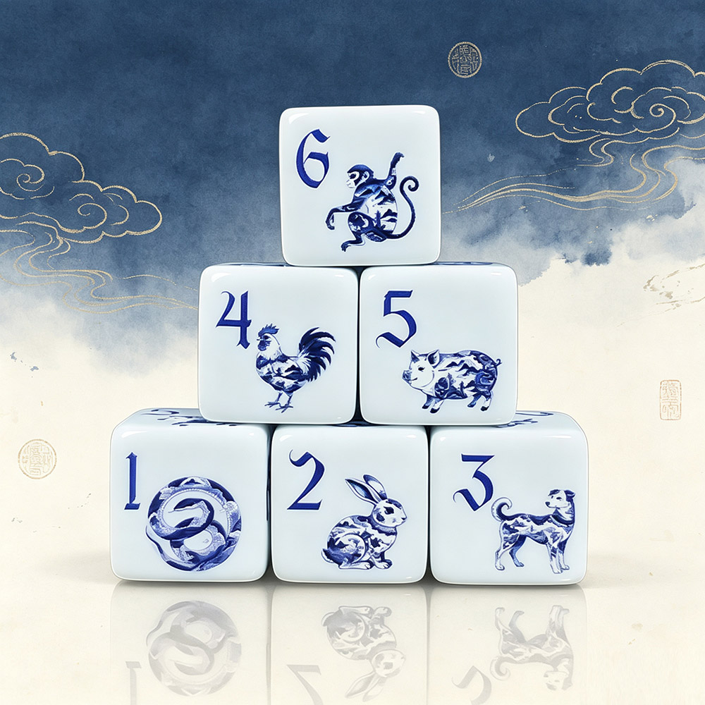 Zodiac Party Games - 12Pcs 16MM D6 인쇄 아크릴 블루