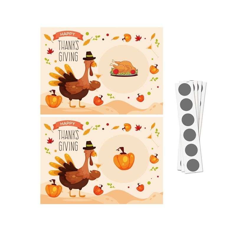 Party Games Using Cards - AT84-추수감사절 파티 스크래치 게임 카드 터키