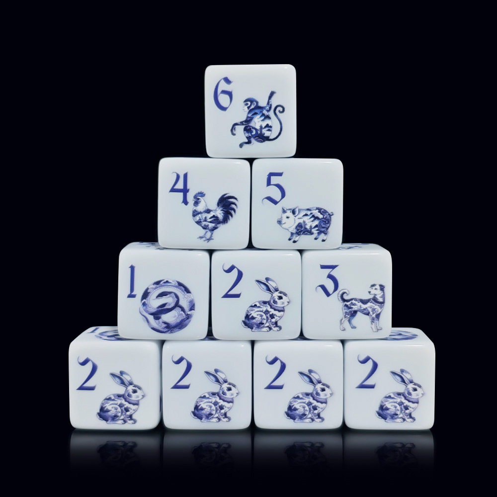 12Pcs 16MM D6 인쇄 아크릴 블루 화이트 도자 - Zodiac Party Games 리뷰 및 가격