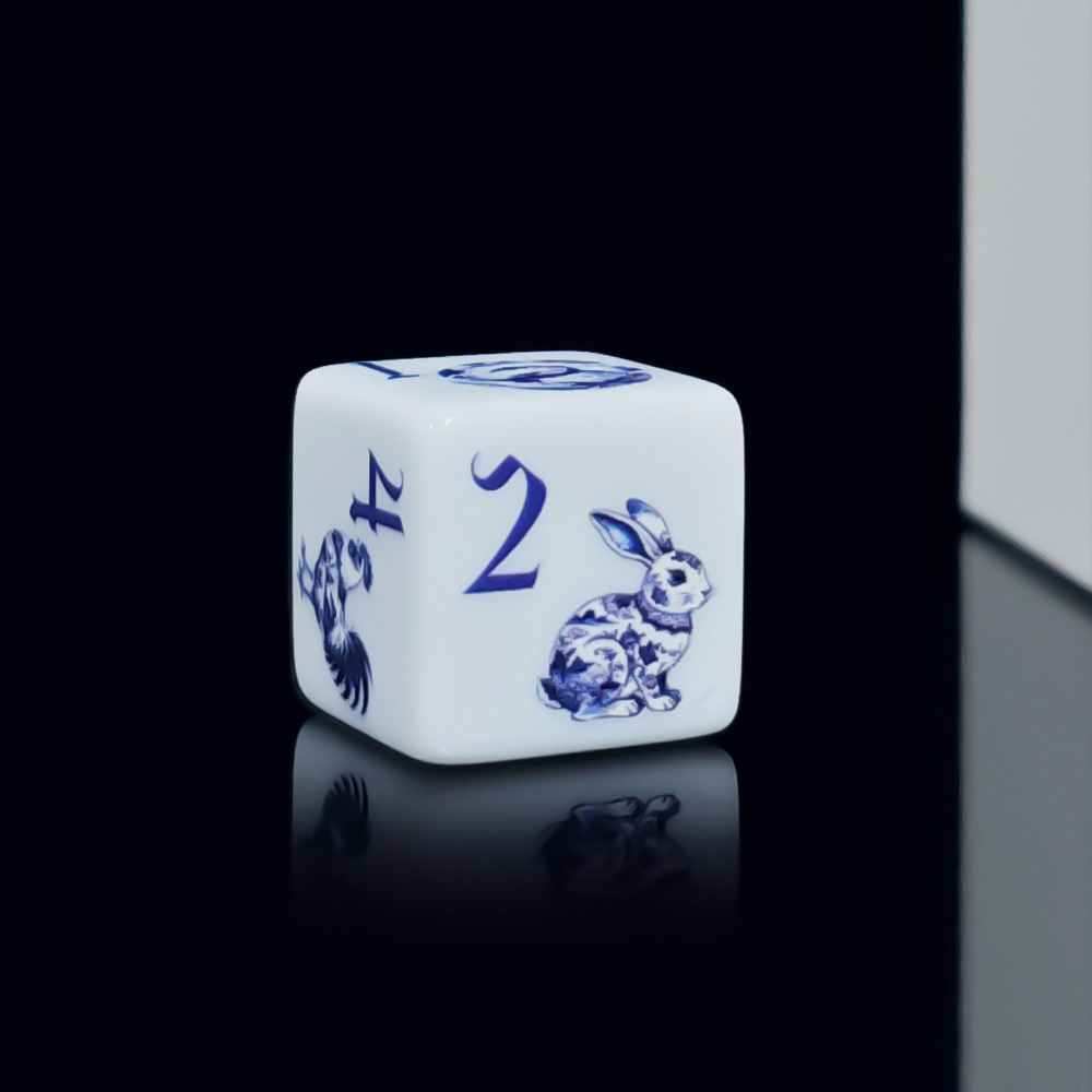 12Pcs 16MM D6 인쇄 아크릴 블루 화이트 도자 - Zodiac Party Games 리뷰 및 가격