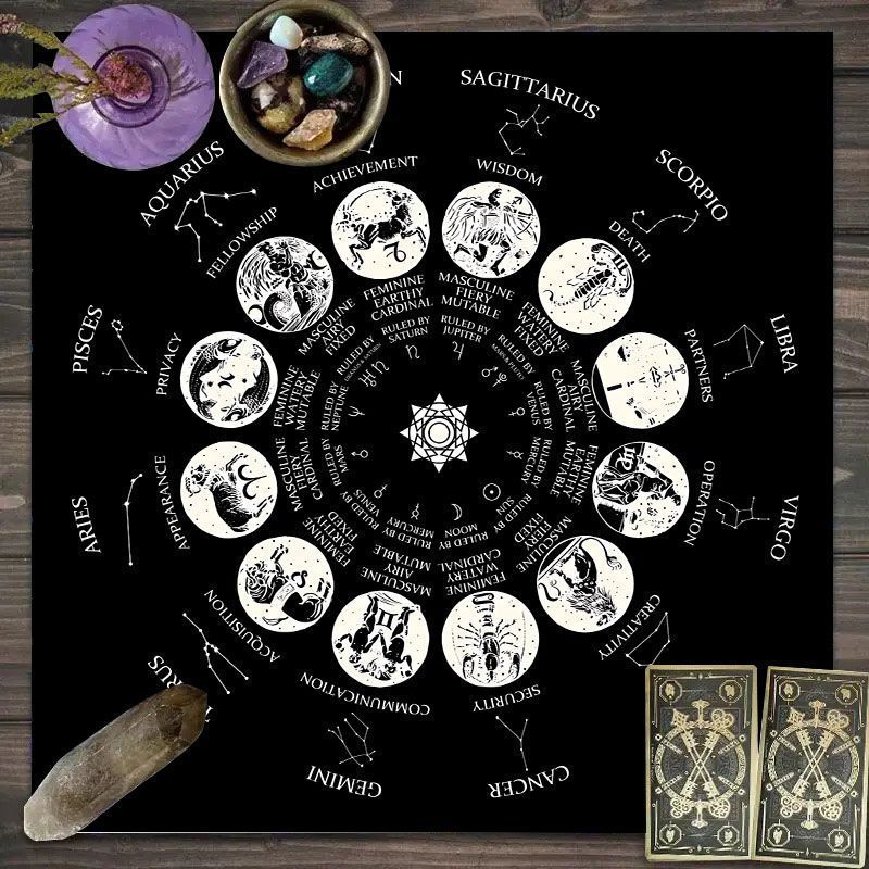 조디악 패턴 타로 천 - 타로 카드 놀이를 위한 태양  - Zodiac Party Games 리뷰 및 가격