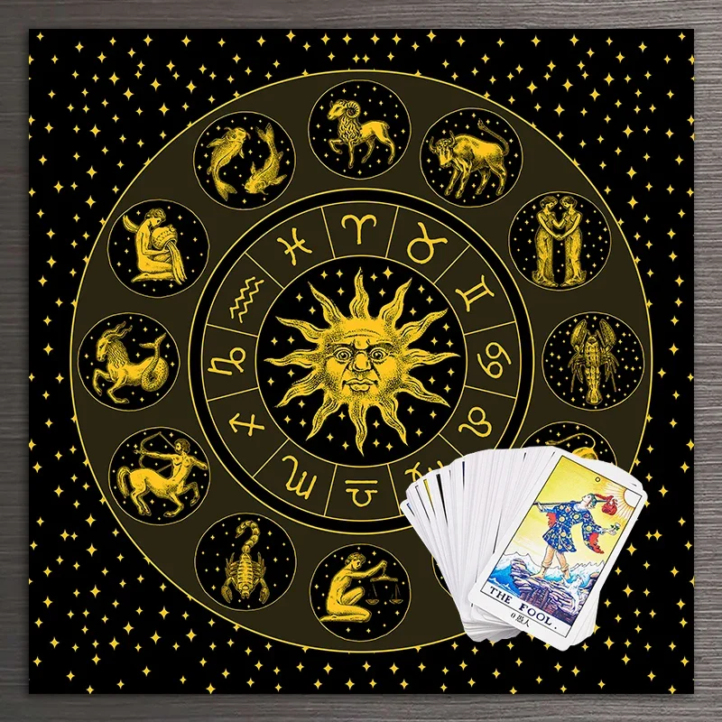타로 천 금빛 태양 별자리 벨벳 천 점술 보드 게임 매 - Zodiac Party Games 리뷰 및 가격