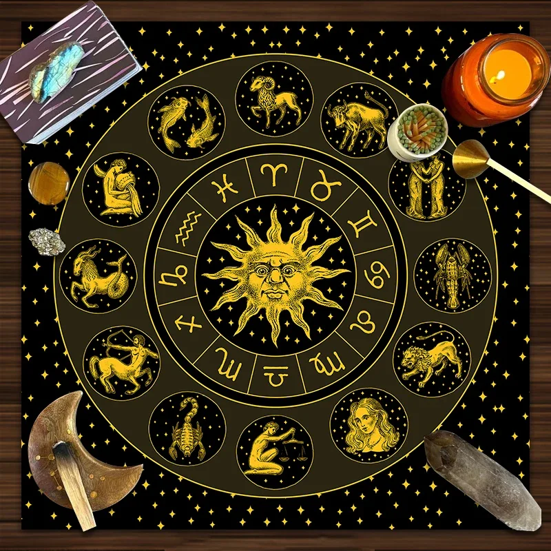 타로 천 금빛 태양 별자리 벨벳 천 점술 보드 게임 매 - Zodiac Party Games 리뷰 및 가격